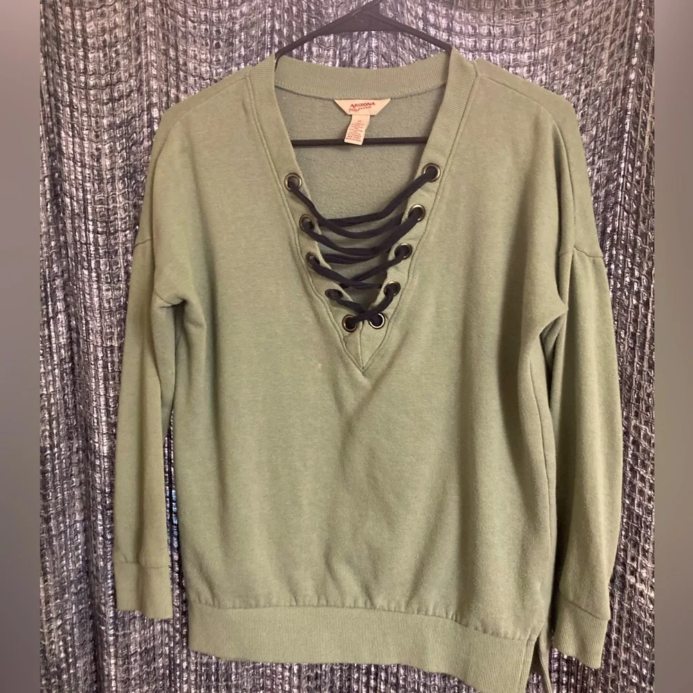 Arizona Jean Co. lace up sweatshirt light green size XS - Picture 1 of 5